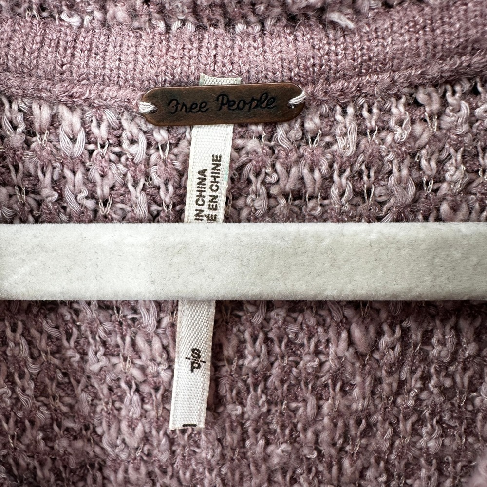 Free People Textured Cowl Neck Sweater Mauve Metallic Knit Pullover Size Small - Picture 3 of 8